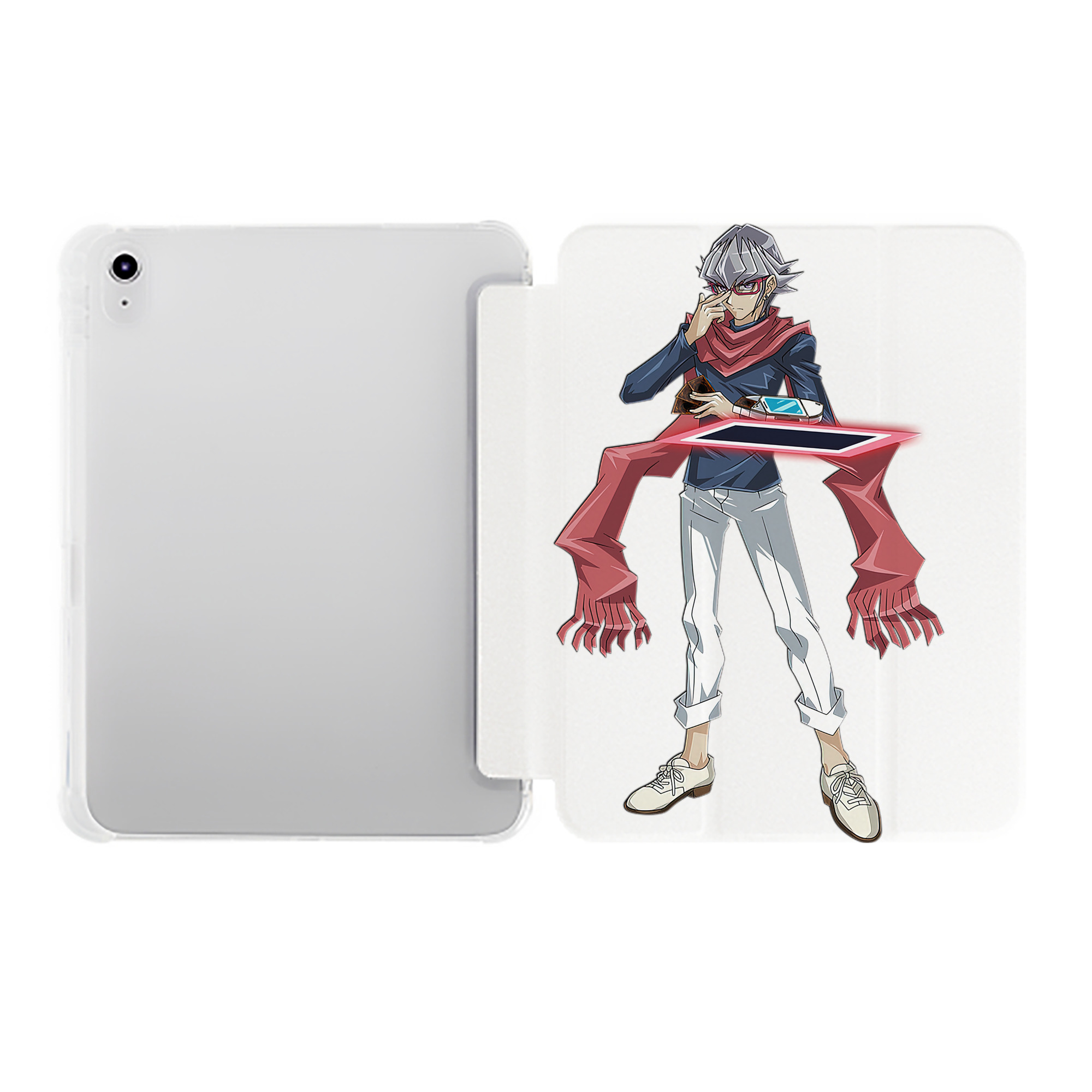 （画像用） 遊☆戯☆王 Yu-Gi-Oh! IPad ケース ペン収納付き 三つ折りスタンド PUレザー×シリコン 対応機種9.5/10.5/10.9インチ